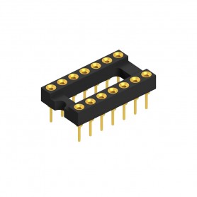 Fischer Elektronik DIL 14MG, Soclu PCB pentru circuite integrate DIL, 14 contacte aurite, distanta 2.54mm