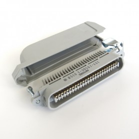 Amphenol 157-79500-1, Miniature ribbon Micro-Pierce (Centronics) plug connector with 50 male solderless contacts and hood