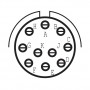 Amphenol HE308-06T13-98SD-7M, Subminiature cylindrical connector plug with 10 female crimp contacts