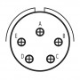 Amphenol HE308-06T15-05SB-7M, Subminiature cylindrical connector plug with 5 female crimp contacts