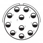 Amphenol HE308-06T21-11SA-7M, Subminiature cylindrical connector plug with 11 female crimp contacts